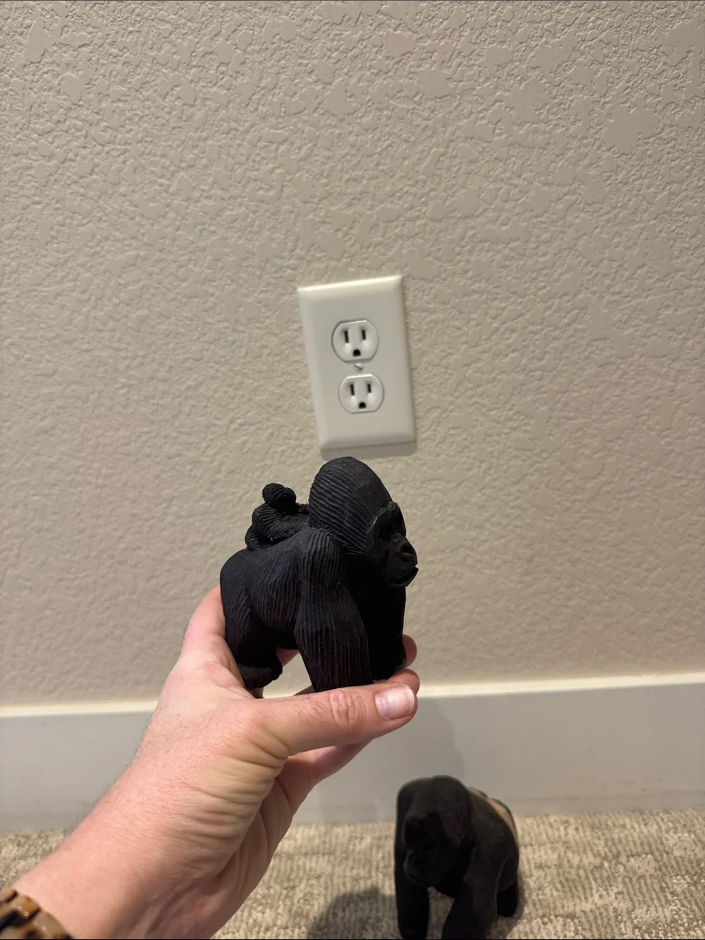Matte Black Gorilla Sculpture Pair - Home Wall Decor Accent